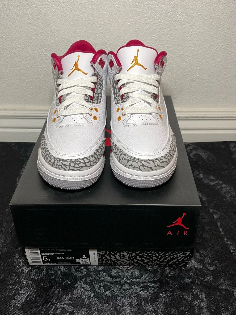 Air Jordan 3 Retro Cardinal Red GS Size 5Y – BRAND NEW With Box